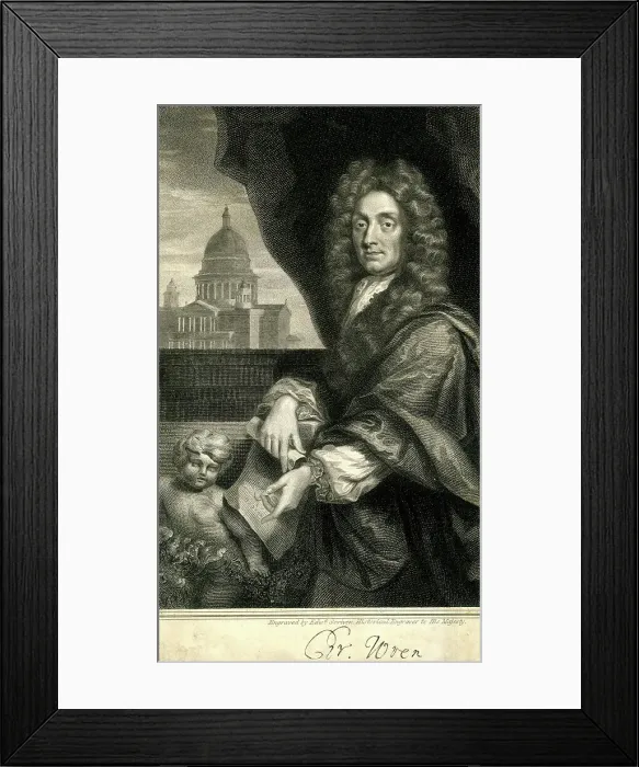 Framed Print : Sir Christopher Wren with St Paul's Cathedral, London Framed Print : Sir Christopher Wren with St Paul's Cathedral, London