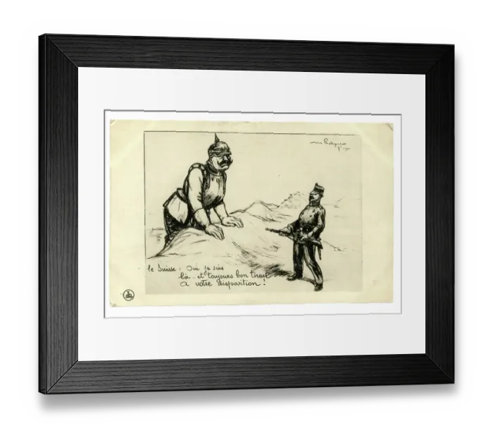 Framed Print : Swiss political card showing opposition to Germany Framed Print : Swiss political card showing opposition to Germany