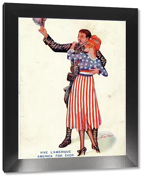 French propaganda card welcoming the Americans