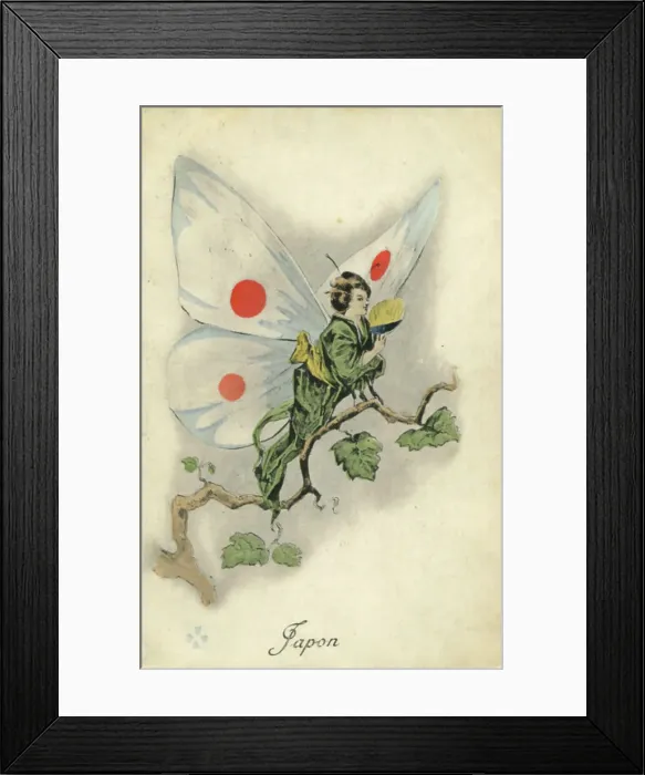 Framed Print : One of a set of cards showing the Allies as butterflies Framed Print : One of a set of cards showing the Allies as butterflies