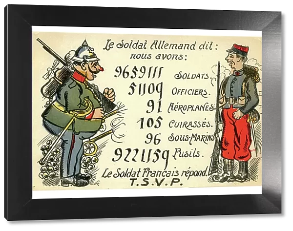 French and German caricature soldiers face off