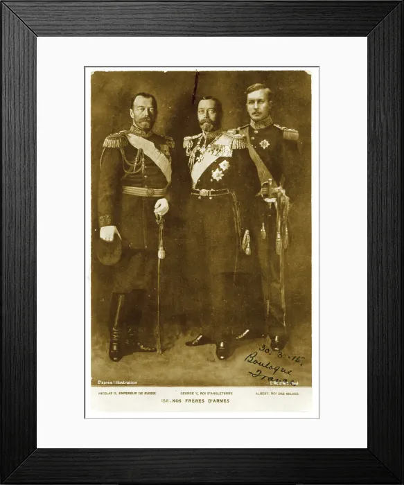 Framed Print : Three Royal Allied Leaders - Britain, Russia and Belgium Framed Print : Three Royal Allied Leaders - Britain, Russia and Belgium