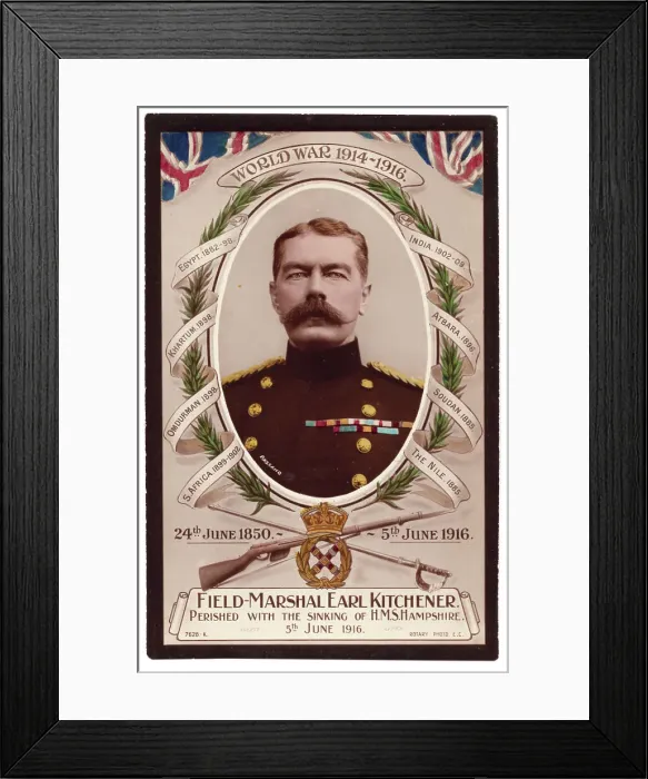 Framed Print : Lord Kitchener black bordered Mourning Card Framed Print : Lord Kitchener black bordered Mourning Card