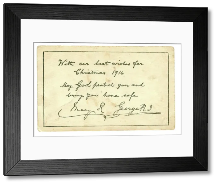Framed Print : Reverse of George V & Queen Mary Christmas card Framed Print : Reverse of George V & Queen Mary Christmas card
