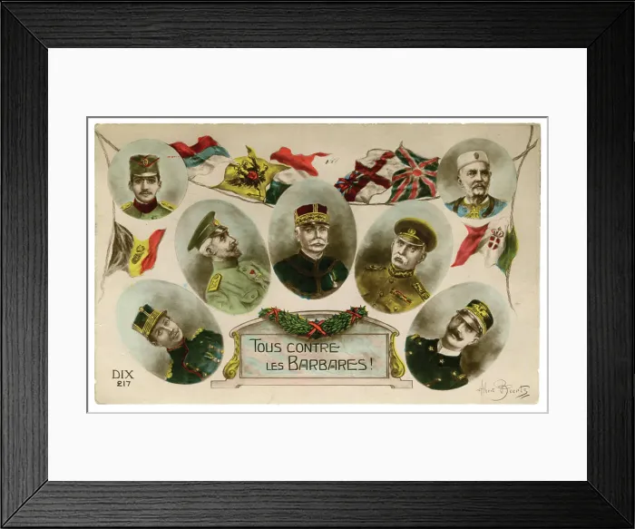 Framed Print : Cameo portraits of seven Allied Generals Framed Print : Cameo portraits of seven Allied Generals