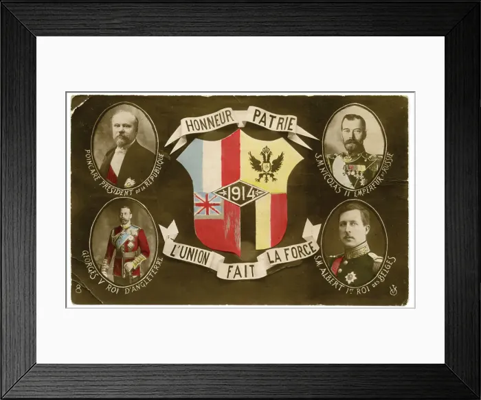 Framed Print : Portraits of Poincare, George V, Tsar Nicholas, King Albert Framed Print : Portraits of Poincare, George V, Tsar Nicholas, King Albert