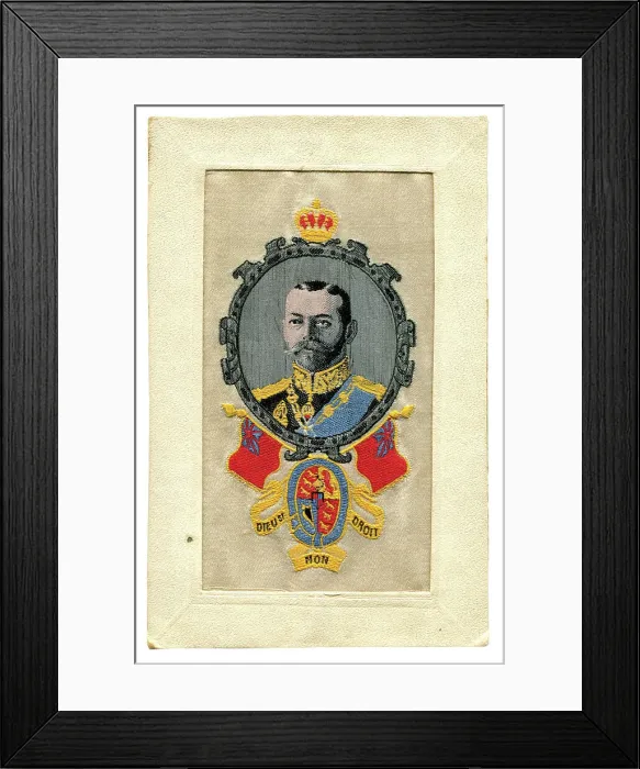 Framed Print : King George V head and shoulders on a silk postcard Framed Print : King George V head and shoulders on a silk postcard