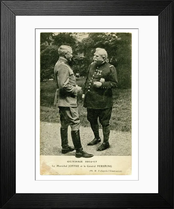 Framed Print : Marshal Joffre talking to General Pershing Framed Print : Marshal Joffre talking to General Pershing