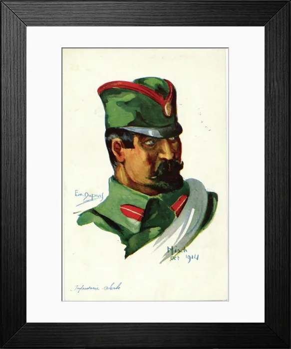 Framed Print : A Dupuis head and shoulders of a Serbian soldier Framed Print : A Dupuis head and shoulders of a Serbian soldier