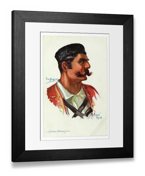 Framed Print : A Dupuis head and shoulders of a Montenegran soldier Framed Print : A Dupuis head and shoulders of a Montenegran soldier
