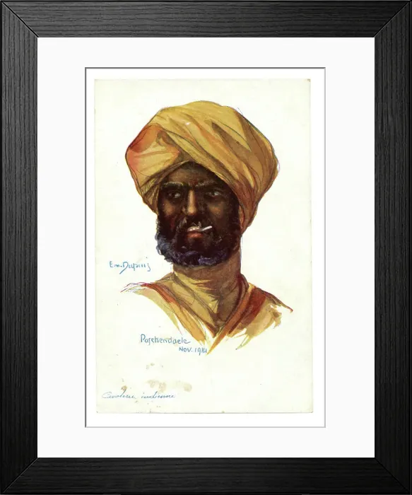 Framed Print : A Dupuis head and shoulders of an Indian soldier Framed Print : A Dupuis head and shoulders of an Indian soldier