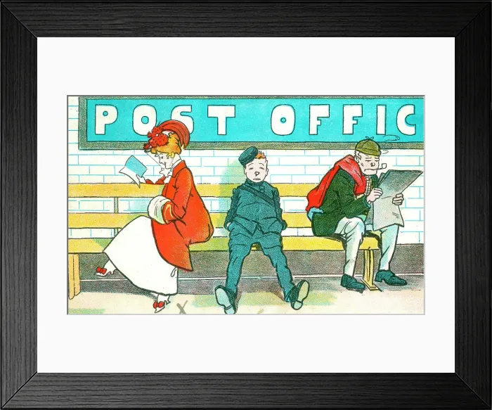 Framed Print : Passengers sitting on Post Office Tube Station platform Framed Print : Passengers sitting on Post Office Tube Station platform