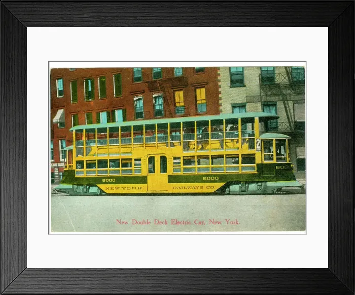 Framed Print : Double decker New York electric trolley bus Framed Print : Double decker New York electric trolley bus