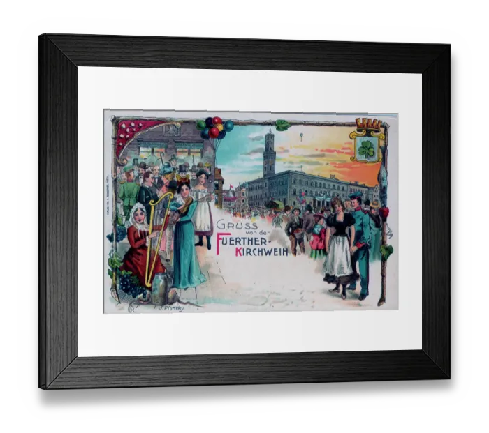 Framed Print : Beautiful Gruss Aus Bavarian postcard Framed Print : Beautiful Gruss Aus Bavarian postcard