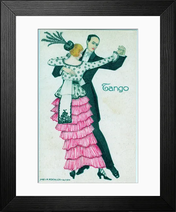 Framed Print : Elegant couple in evening dress dancing the tango Framed Print : Elegant couple in evening dress dancing the tango
