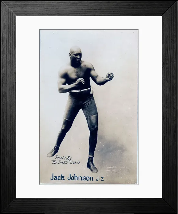 Framed Print : Jack Johnson Black American Boxer in a fighting pose Framed Print : Jack Johnson Black American Boxer in a fighting pose