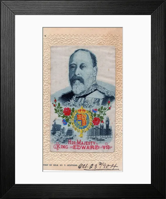Framed Print : Stevens silk postcard of King Edward V11 Framed Print : Stevens silk postcard of King Edward V11