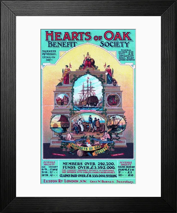 Framed Print : Advert for Hearts of Oak Benefit Society, Euston Rd, London Framed Print : Advert for Hearts of Oak Benefit Society, Euston Rd, London