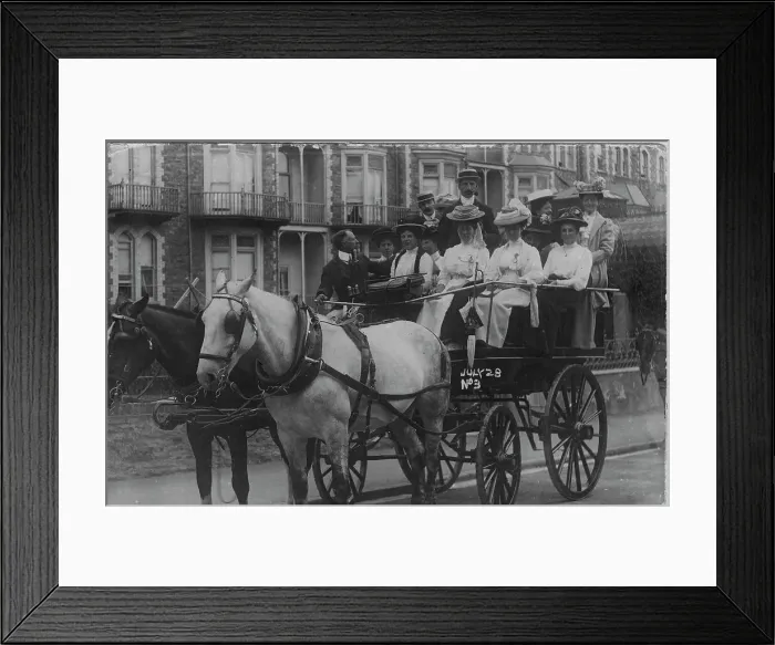 Framed Print : Horse drawn carriage full of ladies in big hats Framed Print : Horse drawn carriage full of ladies in big hats