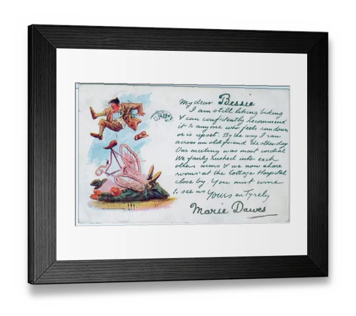 Framed Print : Cyclist & bent cycle fly into the air having hit someone Framed Print : Cyclist & bent cycle fly into the air having hit someone