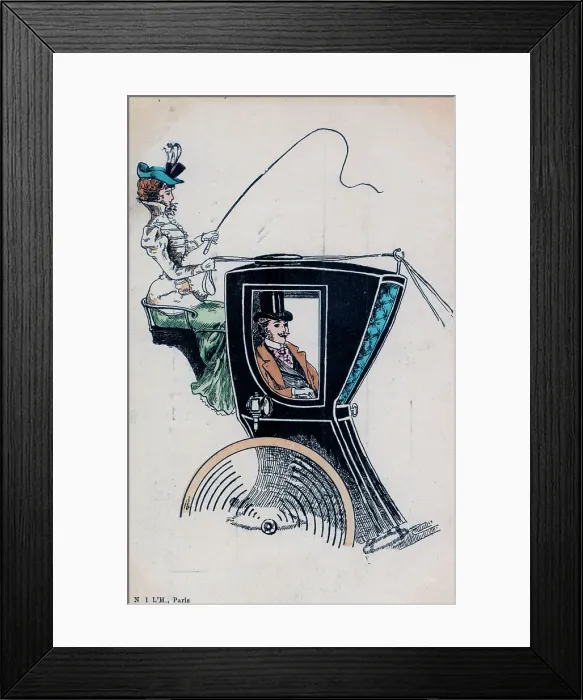 Framed Print : Smartly dressed Edwardian lady cab driver with whip Framed Print : Smartly dressed Edwardian lady cab driver with whip