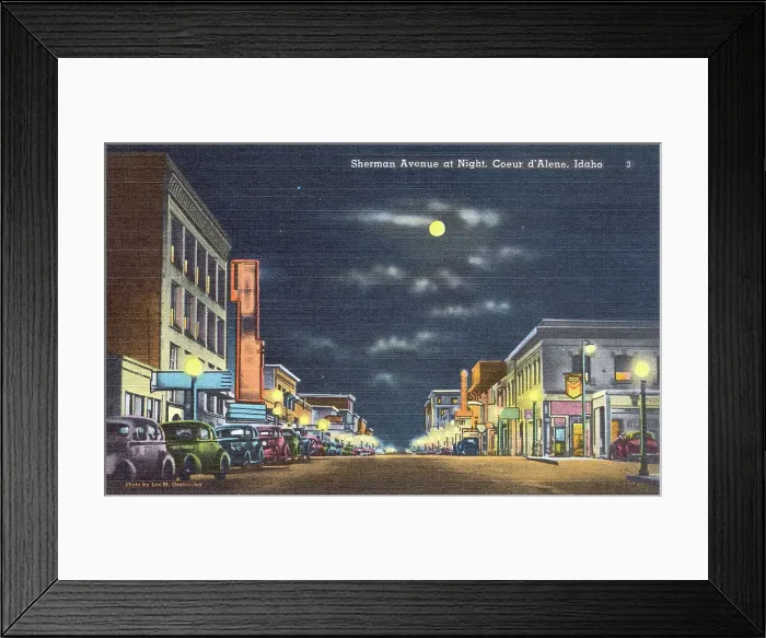 Framed Print : Nighttime view of Sherman Avenue, Coeur d'Alene, Idaho Framed Print : Nighttime view of Sherman Avenue, Coeur d'Alene, Idaho