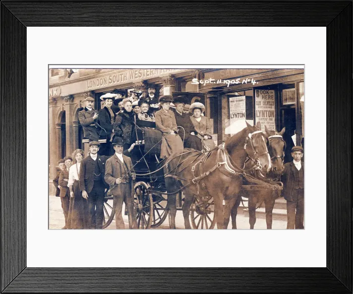Framed Print : A two horse carriage with hatted ladies on excursion Framed Print : A two horse carriage with hatted ladies on excursion