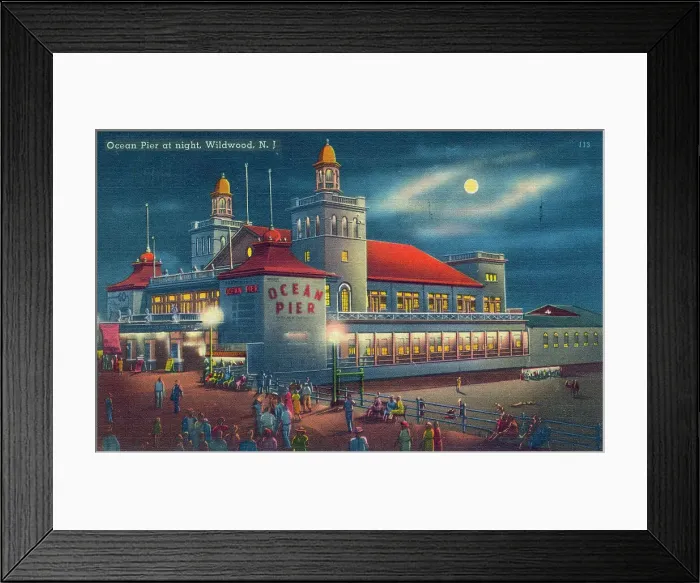 Framed Print : Ocean Pier Wildwood New Jersey at night Framed Print : Ocean Pier Wildwood New Jersey at night