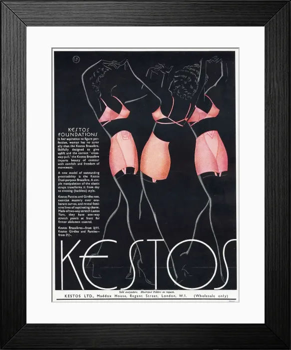 Framed Print : Advertisement for women's undergarments. Date: 1936