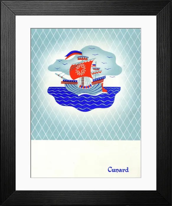 Framed Print : Dinner Menu cover, Cunard, RMS Mauretania Framed Print : Dinner Menu cover, Cunard, RMS Mauretania