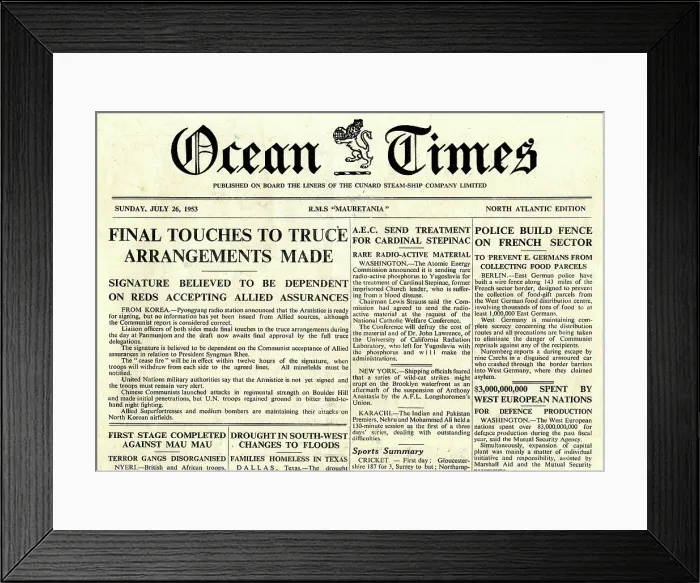Framed Print : Cunard Steam Ship Company's Ocean Times newspaper Framed Print : Cunard Steam Ship Company's Ocean Times newspaper