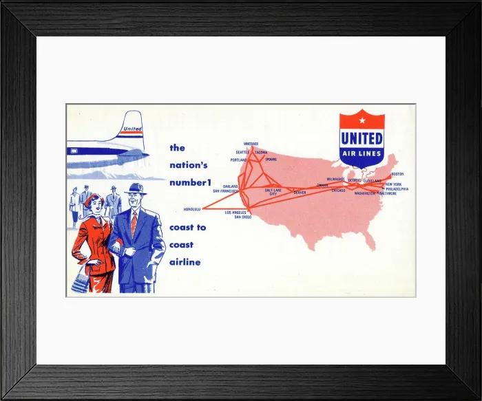 Framed Print : Passenger ticket wallet, United Airlines Framed Print : Passenger ticket wallet, United Airlines