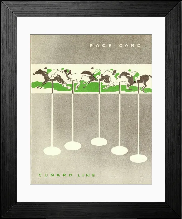 Framed Print : Race Card on board Cunard liner RMS Mauretania Framed Print : Race Card on board Cunard liner RMS Mauretania