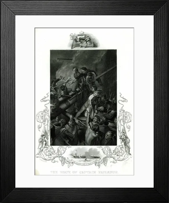 Framed Print : Death of Captain Faulknor, off Pointe a Pitre, Guadeloupe Framed Print : Death of Captain Faulknor, off Pointe a Pitre, Guadeloupe