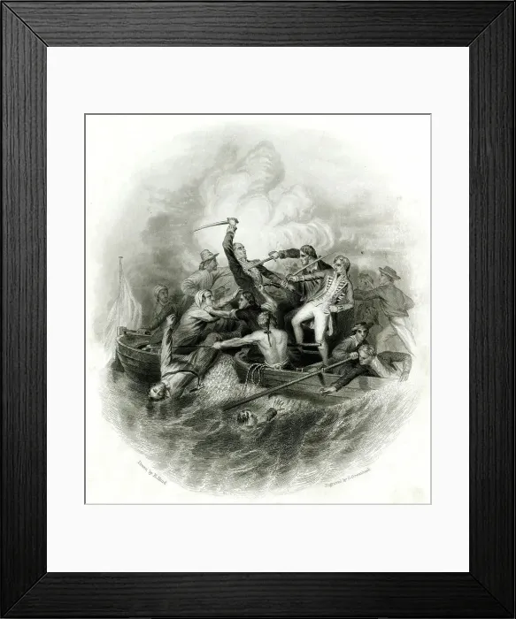 Framed Print : Gunboat encounter between Nelson and Don Miguel Tyrason Framed Print : Gunboat encounter between Nelson and Don Miguel Tyrason