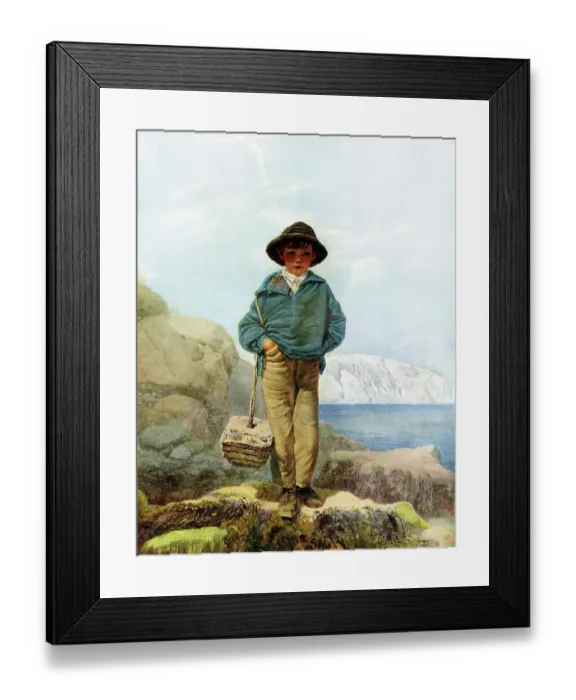 Framed Print : Victorian boy on beach near Dover, Kent Framed Print : Victorian boy on beach near Dover, Kent