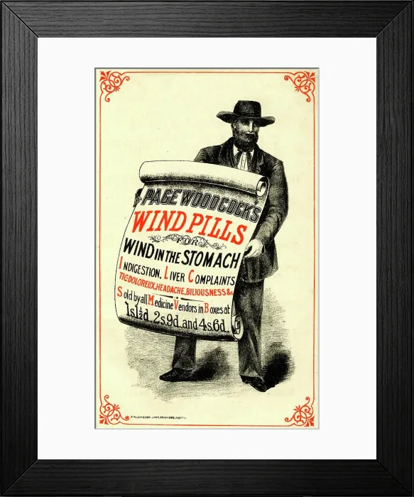 Framed Print : Advert, Page Woodcock's Wind Pills Framed Print : Advert, Page Woodcock's Wind Pills