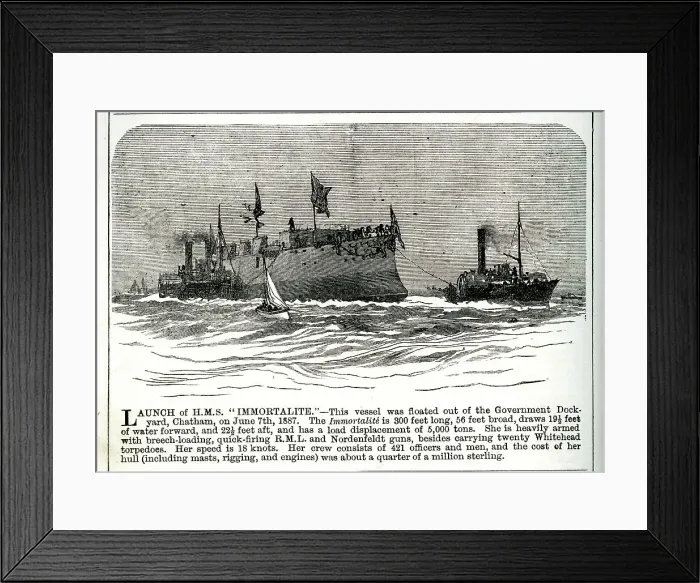 Framed Print : Launch of HMS Immortalite at Chatham Dockyard, Kent Framed Print : Launch of HMS Immortalite at Chatham Dockyard, Kent