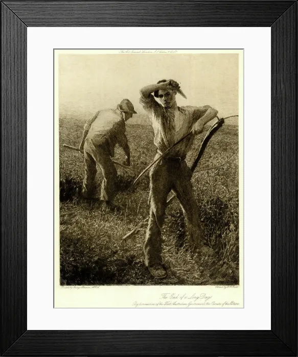 Framed Print : Agricultural labourers, The End of a Long Day Framed Print : Agricultural labourers, The End of a Long Day