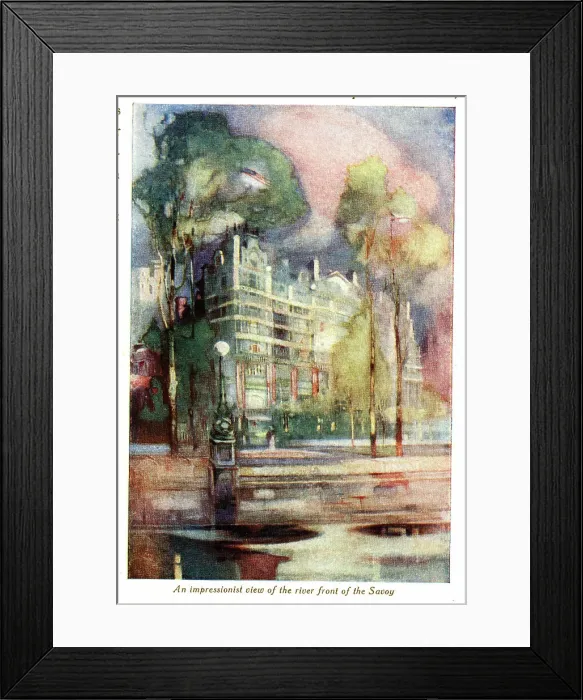 Framed Print : View of the river front of The Savoy Hotel, London