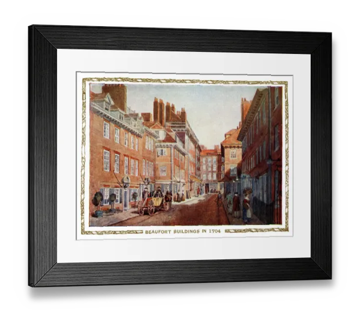Framed Print : Beaufort Buildings in 1704, site of The Savoy Hotel, London Framed Print : Beaufort Buildings in 1704, site of The Savoy Hotel, London