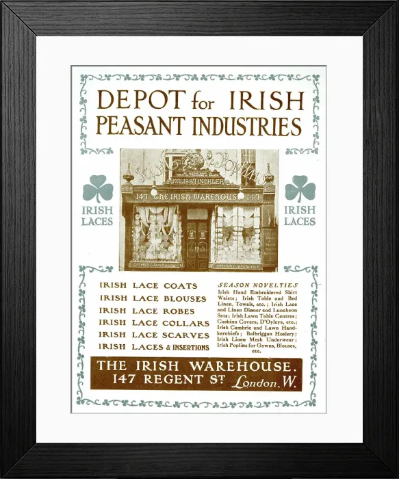 Framed Print : Advert, The Irish Warehouse, Regent Street, London