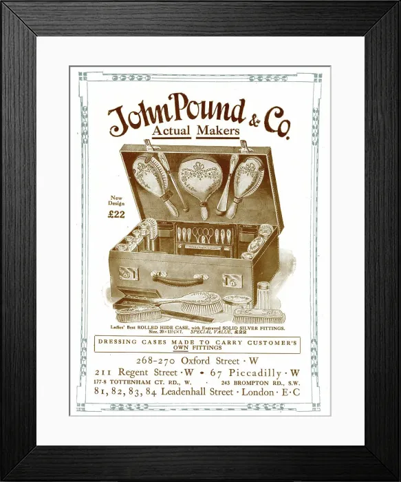 Framed Print : Advert, John Pound & Co, Oxford Street, London Framed Print : Advert, John Pound & Co, Oxford Street, London