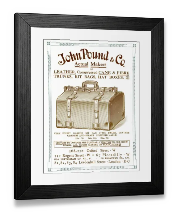Framed Print : Advert, John Pound & Co, Oxford Street, London Framed Print : Advert, John Pound & Co, Oxford Street, London
