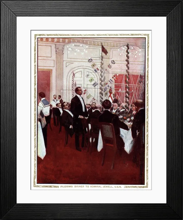 Framed Print : Pilgrims Dinner to Admiral Jewell, Savoy Hotel, London Framed Print : Pilgrims Dinner to Admiral Jewell, Savoy Hotel, London