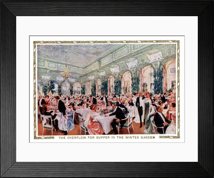 Framed Print : Overflow for supper in Winter Garden, Savoy Hotel, London Framed Print : Overflow for supper in Winter Garden, Savoy Hotel, London