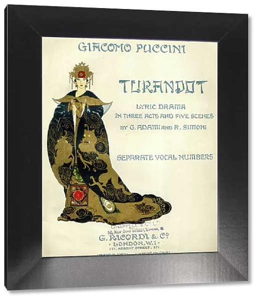 Music cover, Turandot, opera by Giacomo Puccini