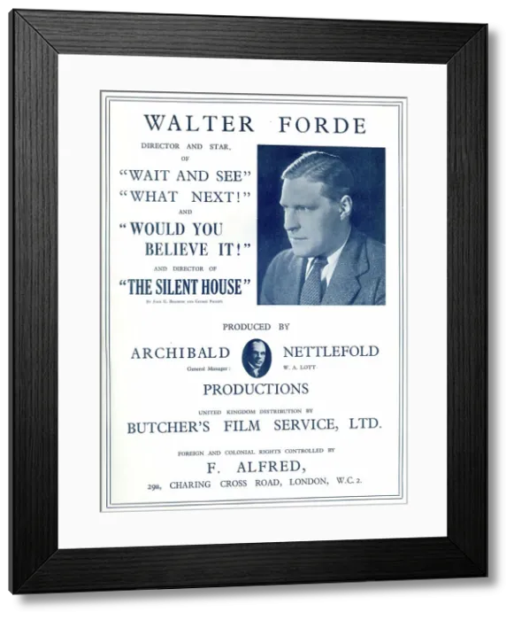 Framed Print : Walter Forde, four Archibald Nettlefold films Framed Print : Walter Forde, four Archibald Nettlefold films