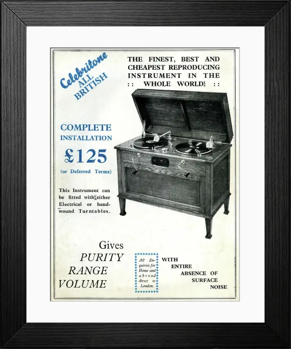 Framed Print : Advert, Twin Deck Celebritone Gramophone Framed Print : Advert, Twin Deck Celebritone Gramophone