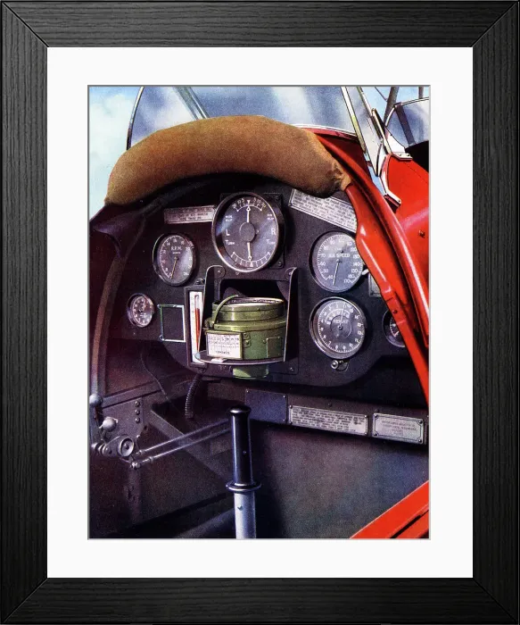 Framed Print : Pilot's cockpit in a Tiger Moth aircraft Framed Print : Pilot's cockpit in a Tiger Moth aircraft